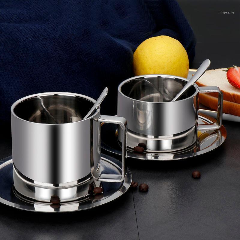 

304 Stainless Steel Coffee Cup European Style Mug Portable Double Wall Travel Tumbler Mug Cup Free shipping 200/280ml1, 200ml