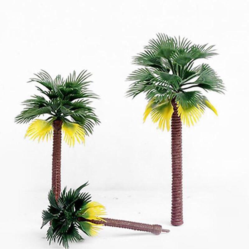 

6pcs Artificial Plastic Tree Layout Rainforest Plastic Palm Tree Scenery Model Artificial Palm Leaves, 7cm