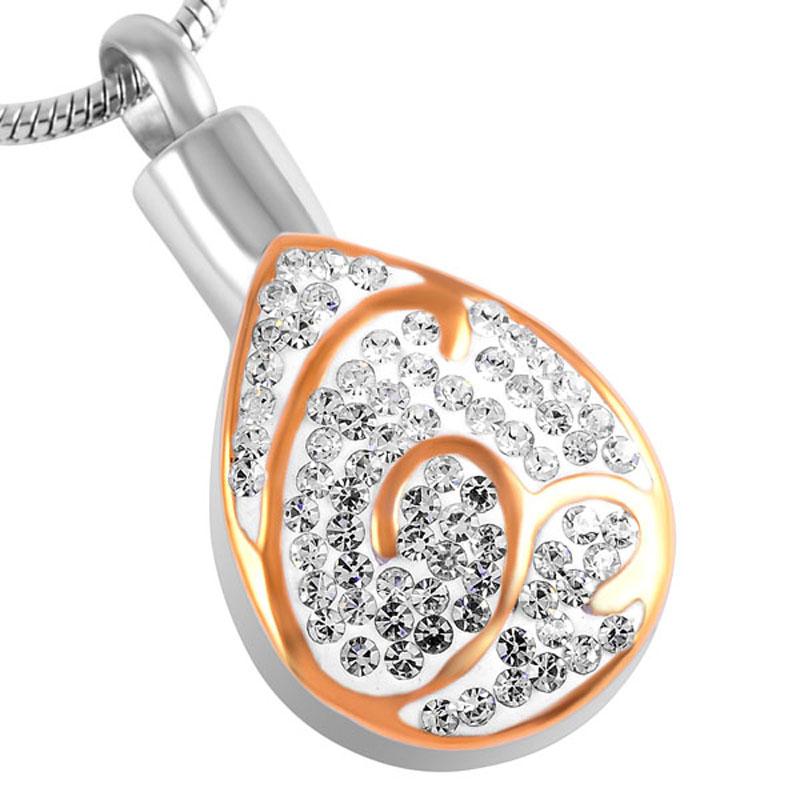 

Fashion crystal water drop stainless steel Pendant Necklace ashes Urn keepsake locket to hold human pet ashes women girls gifts