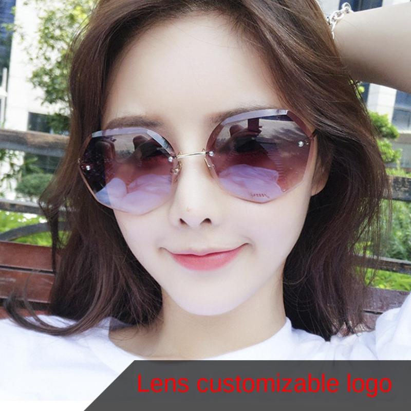 

New frameless trimmed sunglasses Ins net red fashion sunglasses ladies