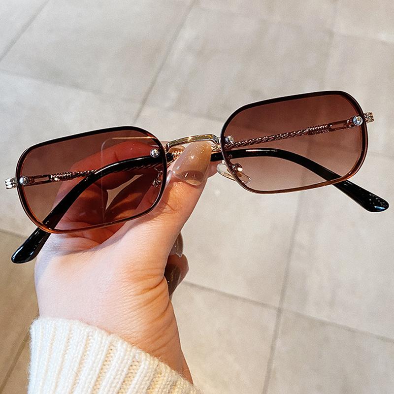 

Sunglasses Rimless Small Square Gradient Brown For Women 2021 Vintage Black Red Uv400 Eyewear Men Alloy Cool Sun Glasses