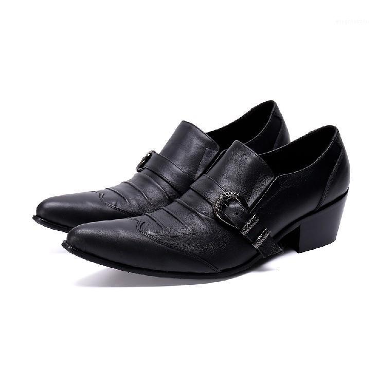 

high heels italian mens shoes oxford shoes for men buckle pointed toe dress black genuine leather zapatos hombre vestir1, As picture