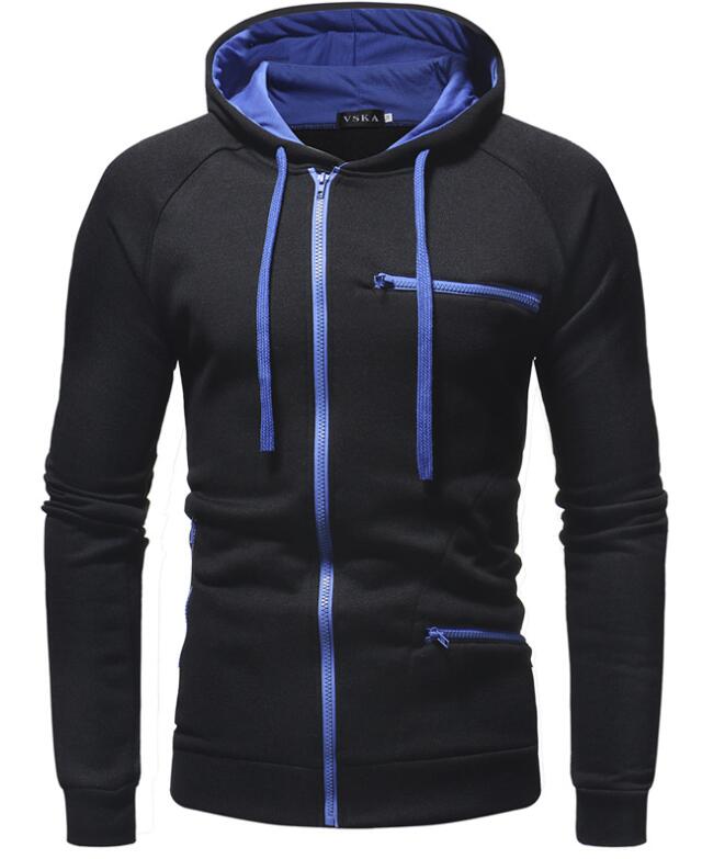 

new men Hoody Thin Jacket Printed Men Long Sleeve Sports Hoodies Sweatshirts Casual Hooded Coat Zip Cardigan Men Casual Clothing, Black