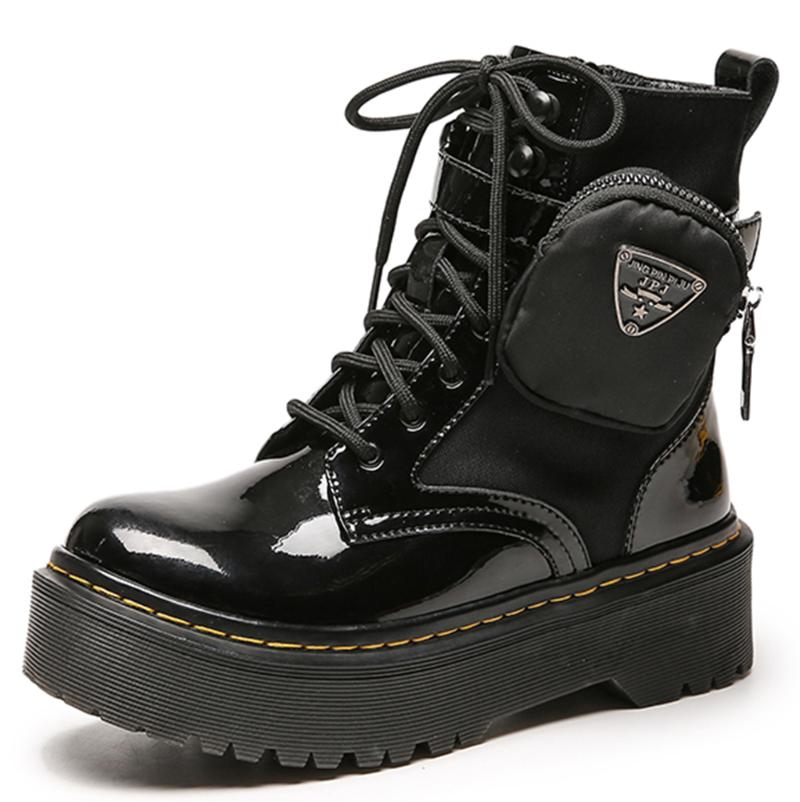 

Fashion outdoor high-top platform ladies boots, ladies mirror motorcycle boots, high-end four seasons travel boots, Black