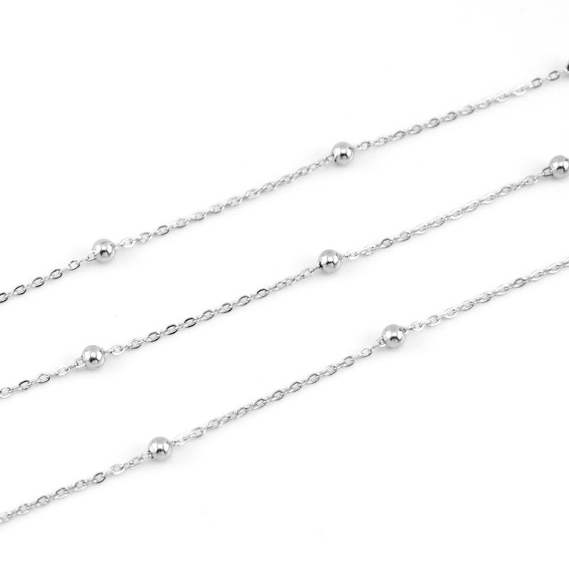 

100% Stainless Steel 1.2mm Rolo Link Chain Necklace With Space Ball Sell In 5 Meters Acero Inoxidable Cadenas Factory Outlet