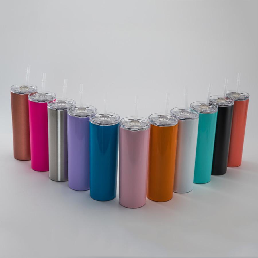

20oz Stainless Steel Thermal Insulation Straw Straight Cup 500ml Double Layer 304 Stainless Steel Sports Large Water Bottles DH0735 T03