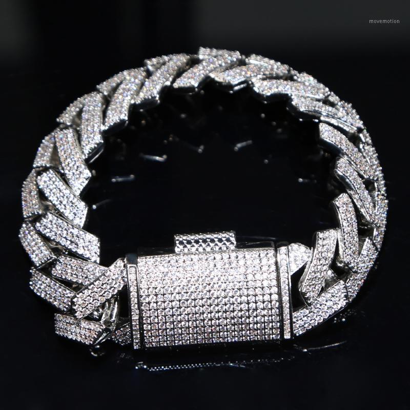 

Iced out men chain bracelet with large big clasp paved 19mm wide cuban chain bracelet for hip hop men wholesale jewelry1