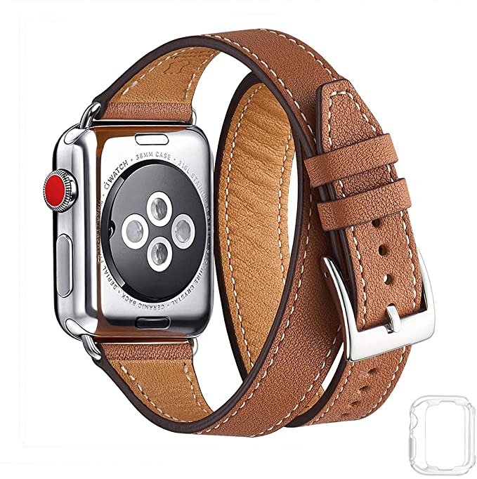 

Good Quality leather i watch band Double loop fit for Apple Watch