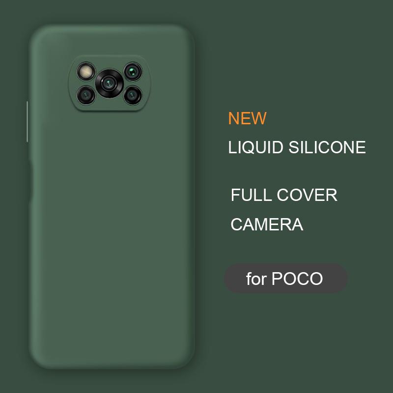 

New Full Cover Liquid Silicone Phone Case For Xiaomi Poco X3 Nfc M2 F2 Pro X2 global Original Soft Protective Back Covers Cases, 10