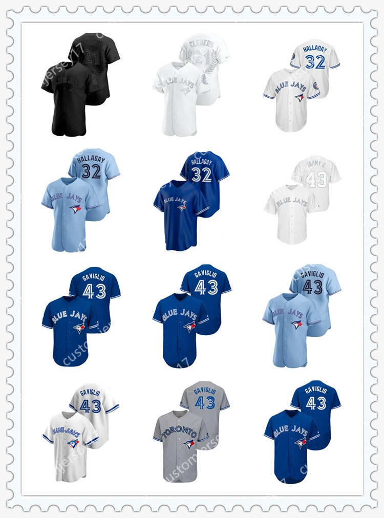 

Men Women Youth Toronto Blue Jays 32 Roy Halladay 43 Sam Gaviglio 14 Tanner Roark Player Custom Jerseys baseball Jersey, Black