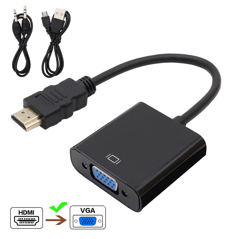 

1080P HDMI To VGA Adapter Male to Female Converter Digital Analog Video 3.5 mm jack Audio Adaptor For PC TV Box
