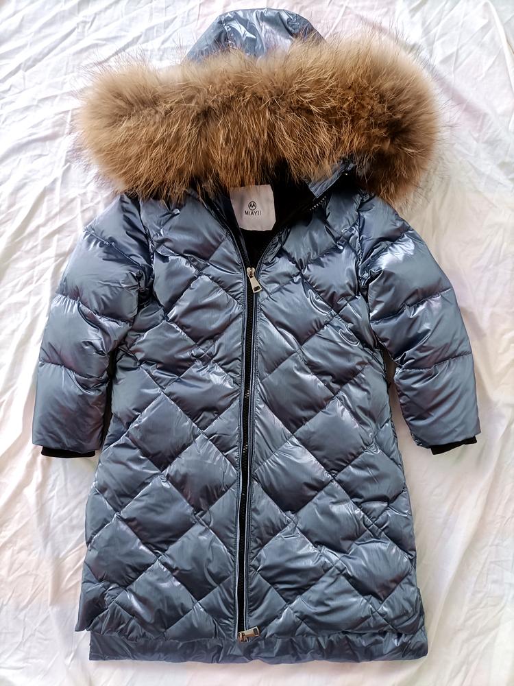 

Fashion Glossy Winter Coat Thicker Warm Natural Fur Hooded Children Oversize Outerwear for Girls Kids Down & Parkas for Boy