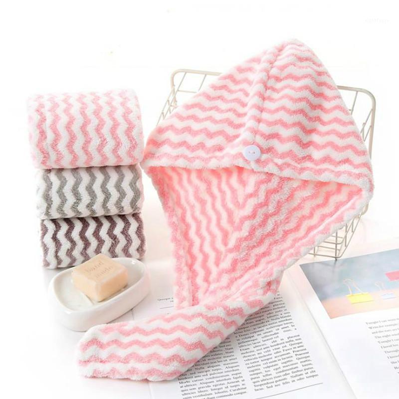 

Rapid Drying Hair Towel Women Bathroom Towels Magic Microfiber Towel Stripe Bath Dry Hair Hat Cap Turban Head Wrap Bathing Tools1, Pink