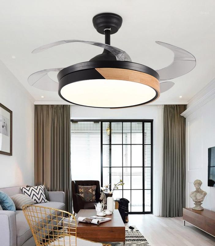 

Modern Ceiling fan lights with remote control Acrylic Leaf Ceiling Fans 42 inch macaroon Nordic restaurant hanging fan lamp1