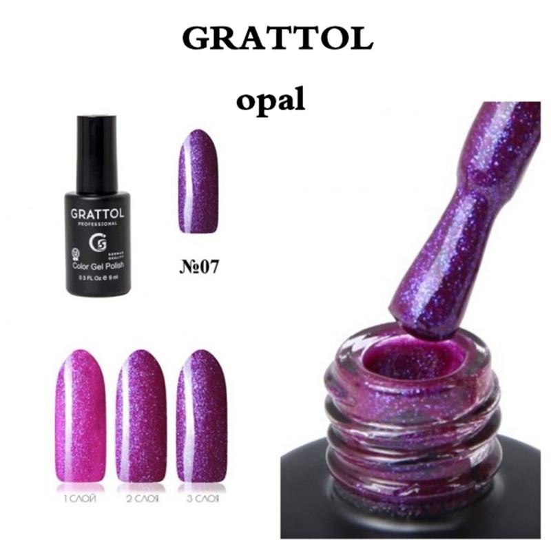

GRATTOL professional 9ml Gel Nail Polish Glitter Opal 07 nail art Semi platium UV LED Lamp varnishes Base top coat, No wipe top
