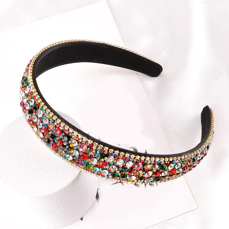 

New Wide Side Non-slip Shiny Hair Hoop Crystal Colorful Head Hoop Makeup Wash Face Rhinestone Headband Luxury Hair Accessories