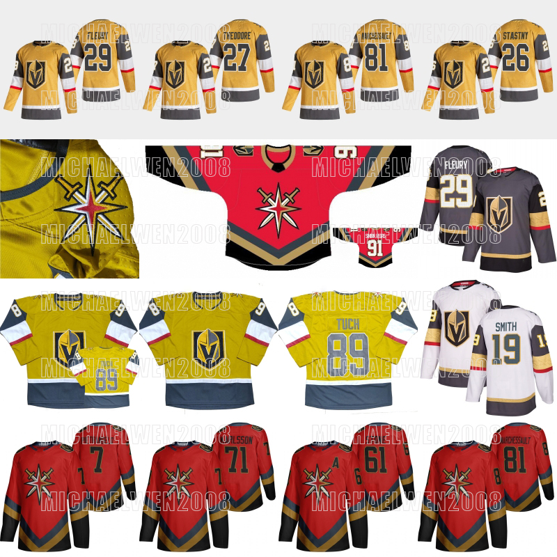 

Vegas Golden Knights Gold Red Third Jersey 3rd Reverse Retro Fourth Alex Pietrangelo Marc-Andre Fleury Stone Pacioretty Karlsson Smith Tuch, Womens away white