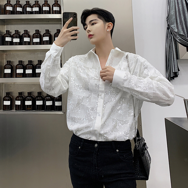 

2021 New Spring Fabric Designer of Web Celebrity Alternative Popular Niche Loose Long Sleeve Men's Shirt Celebrity. CEDF, White