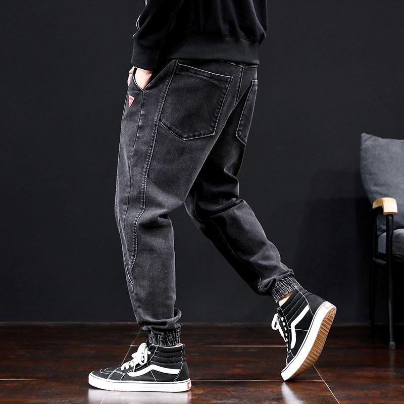 

New Fashion Hip Hop Harem Jeans Men Loose Baggy Plus Size Joggers Jeans Elastic Waist Patchwork Denim Pants Man Clothes Trousers, C8810