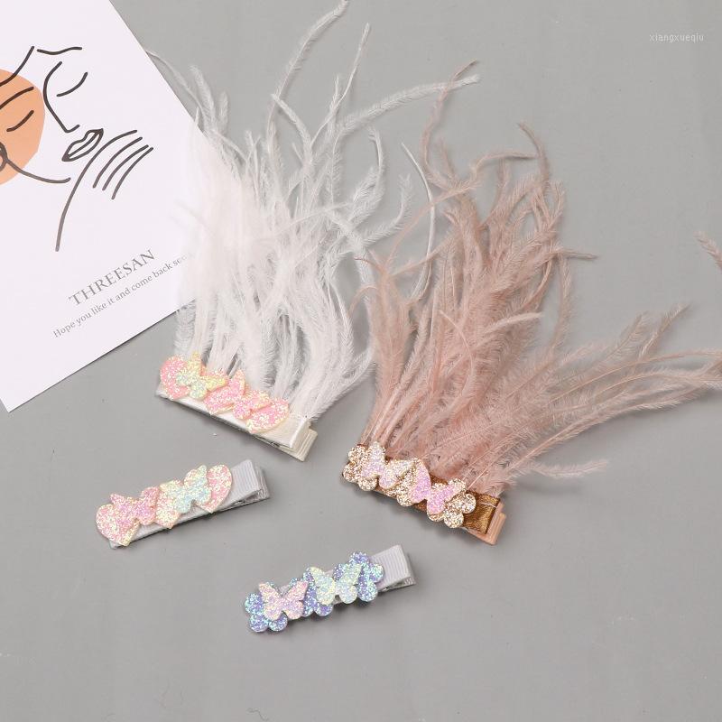 

Oaoleer Ostrich Feather Barrettes For Girls Handmade Glittrt Hair Clips Women Girls Kids Butterfly Flower Hair Accessories1
