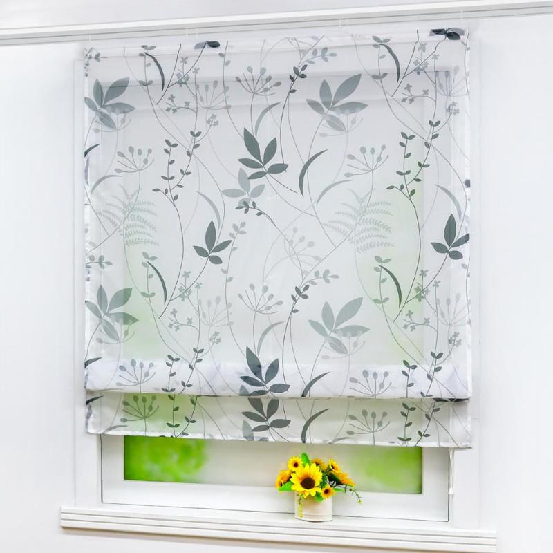 

Roman Curtains Leaves and Twigs Printed Tulle Panel Drapes for Home Kitchen Decoration Sheer Window Voile Screening Panel Drape