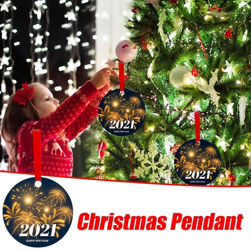 

2021 New Year Christmas Decorations Wishes Ceramic Pendants Ornaments DIY Christmas Party Decoration Xmas Tree Hanging Ornaments1