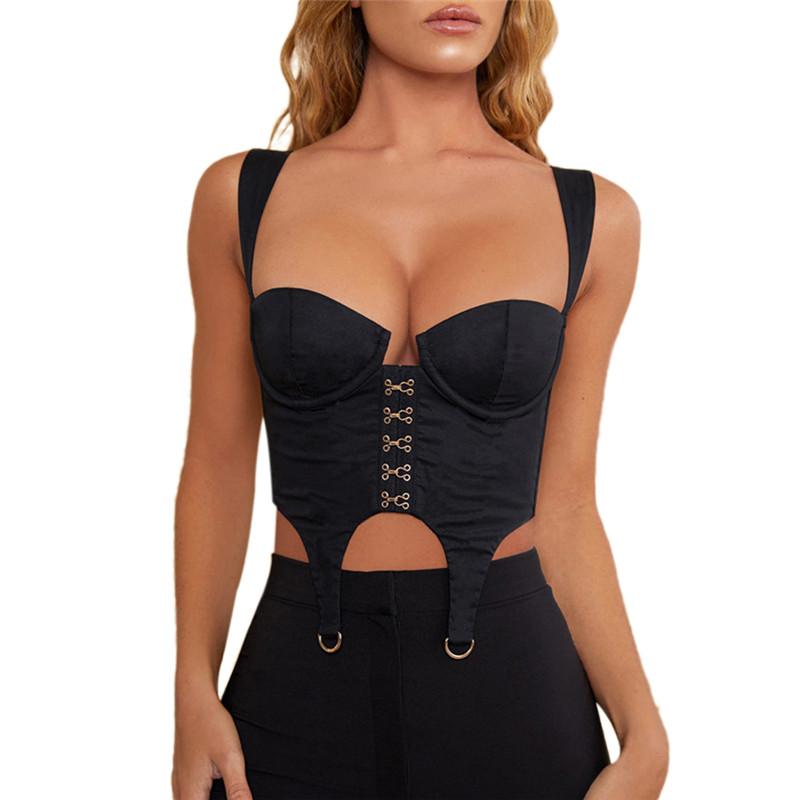 

Women' Crop Top Camisole Strapless Tie Top Sleeveless T-shirt Vest, Black