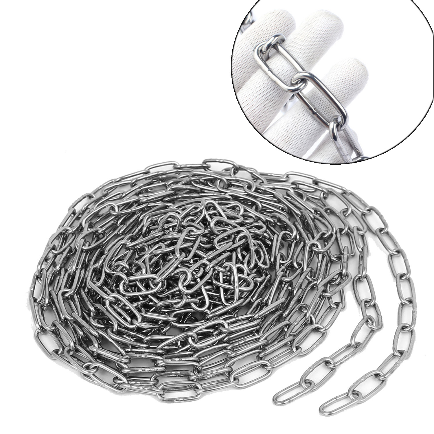 

304 Stainless Steel Chain Pet Dog Chain Clothes Swing Traction Lifting Chain 4mm Thick 2m Length