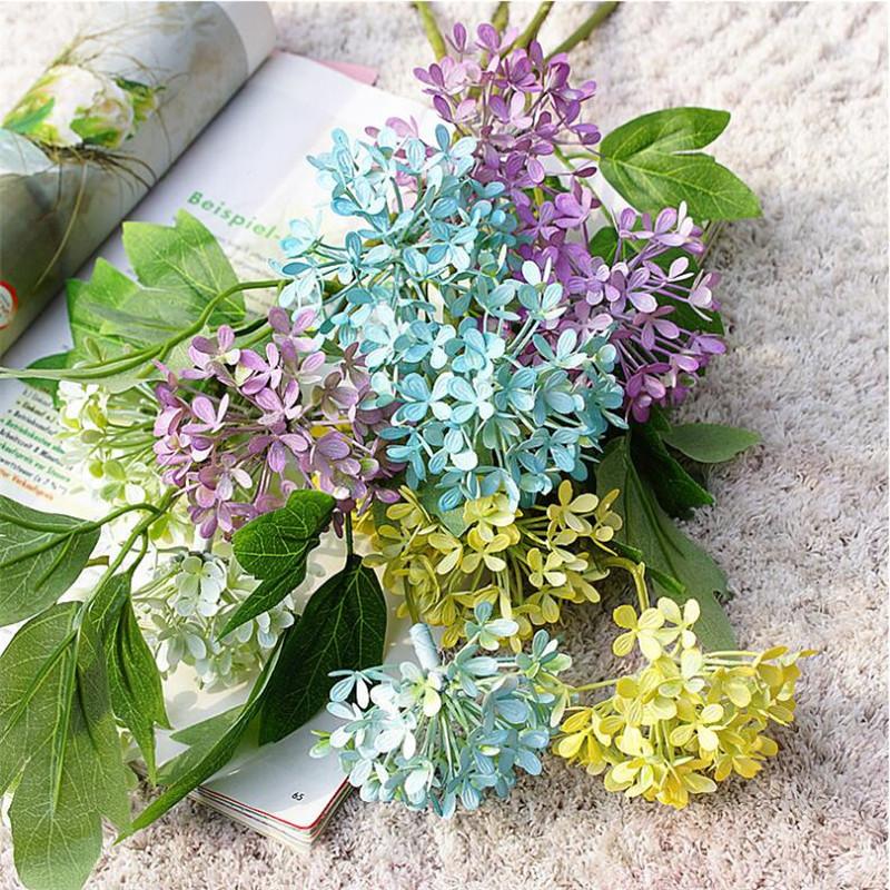 

10P Fake Short Stem Hydrangea (3 heads/piece) 19.69" Length Simulation Clove Ball for Wedding Home Decorative Artificial Flowers, Blue