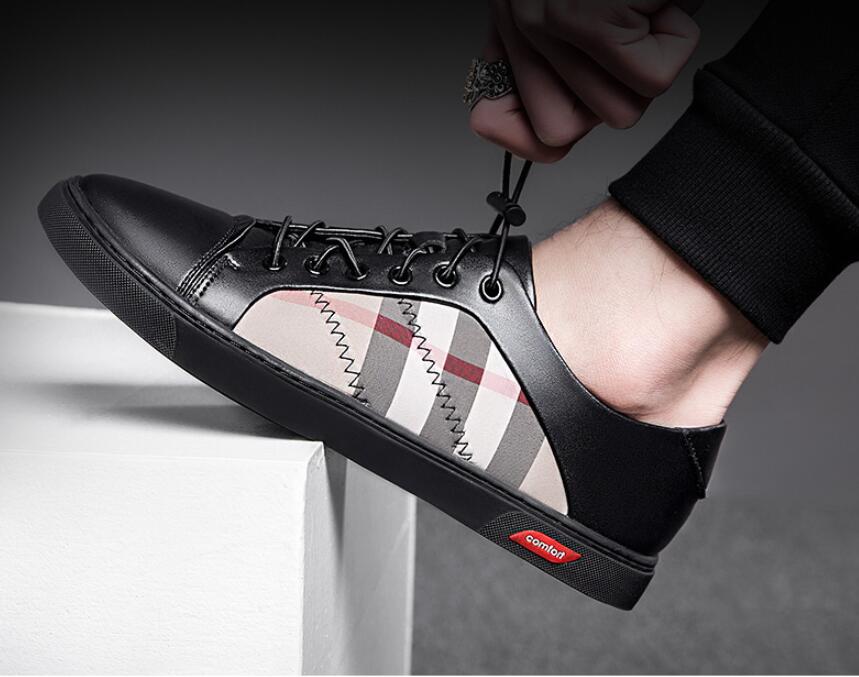 

2021 New Italian Designer print Men high quality sport lacing cow leather low top flat rubber skate boarding shoe Size: 39-45, White