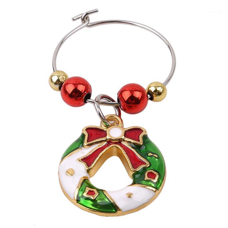 

1 Set Zinc Alloy Epoxy Christmas Wine Glass Ring Fine Wine Glass Ring Gift Christmas Ornaments Decoration1