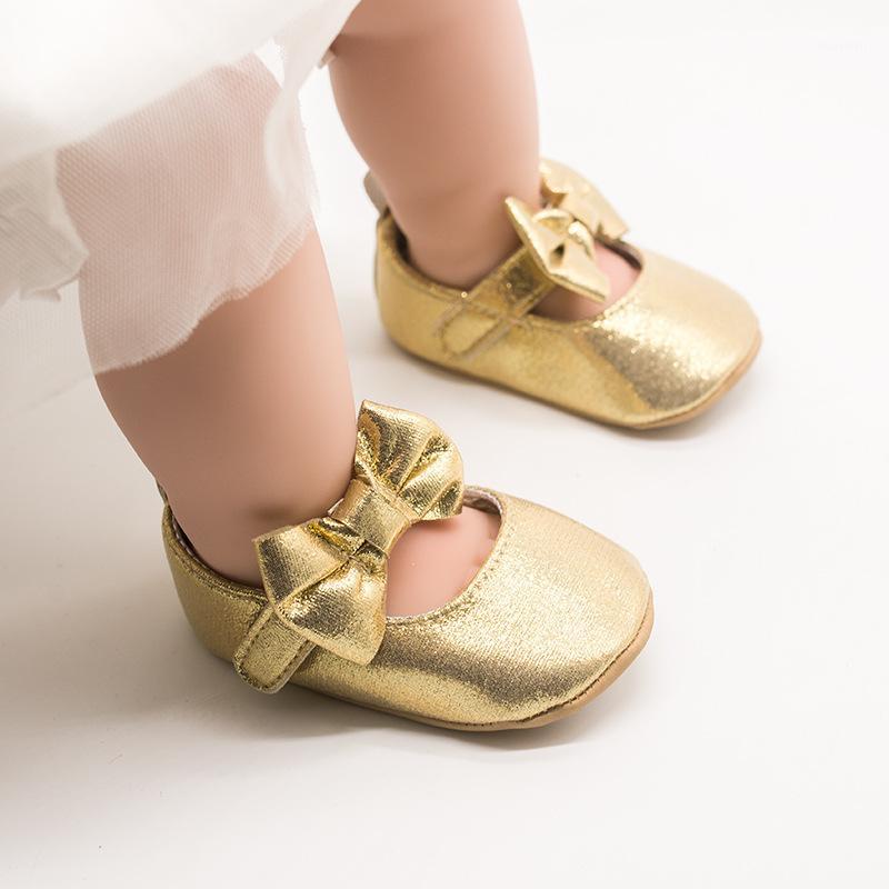 

2020 For -1 Years Old Baby Shoes Fashion Gold Color Bow First Walkers Girls Moccasins Little Girl Shoes1, Gray