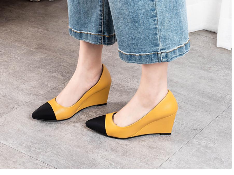 

2021 Spring and Autumn with New style fashion Slope heel pointed end Women's shoes@JKL7, Black