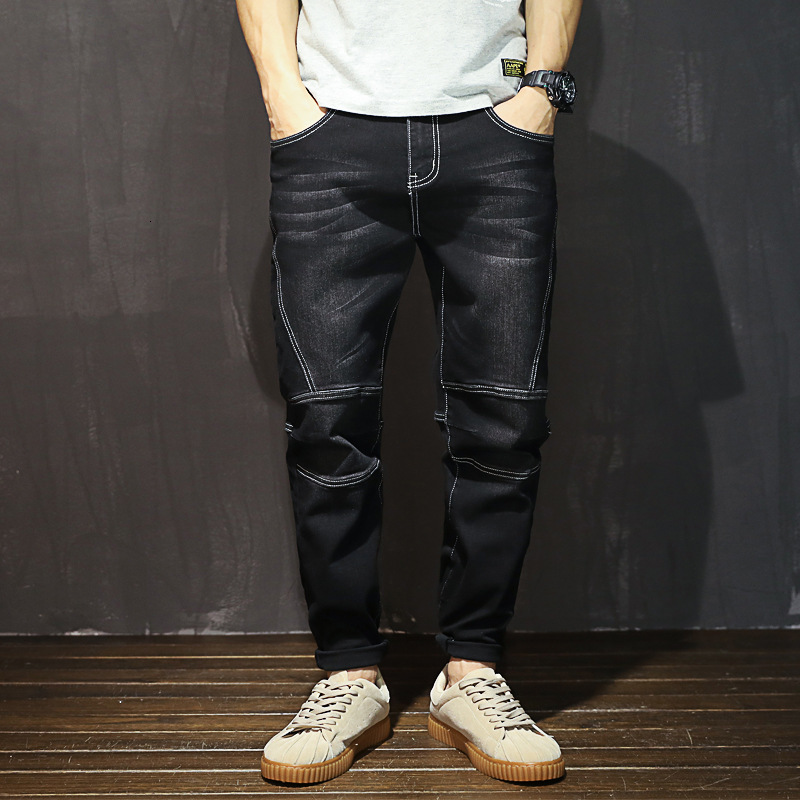 

2021 Famous Brand Fashion Designer Men Straight Dark Blue Color Mens Ripped Jeans Cotton Arrival Stvx, Black