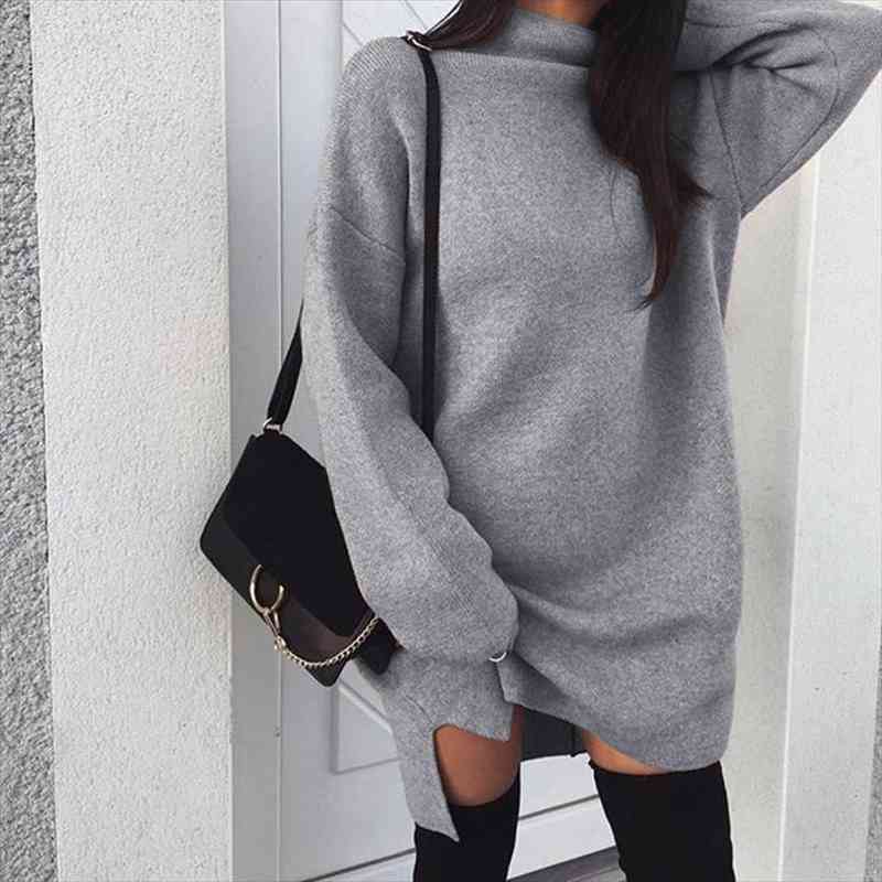 

Autumn winter Sweatshirt Dress Womens Solid Color O Neck Pocket Dress Warm Short Dresses Long Sleeve Basic Pullover Vestidos, Black;gray