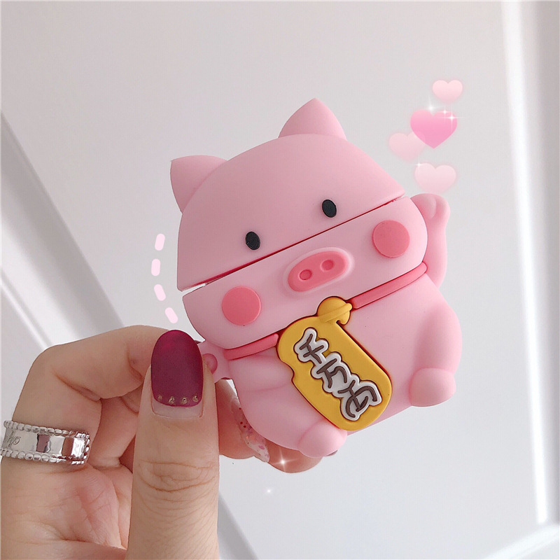 

3D Lucky Pink Pig For Airpods Case Cute Cartoon Silicone Protective Cover For Apple Airpods Pro 3 For Airpods 1 2 Accessories