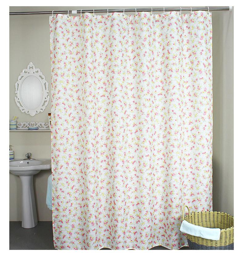 

Pastoral Style Fresh Florals Printing Shower Curtain Polyester Waterproof Bathroom Partition Shower Curtain 180x180cm