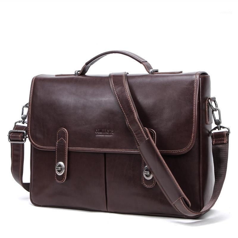 

Can hold 15.4-inch computer leather men's business briefcase, multifunctional leather men handbags, shoulder messenger bags1, Coffee