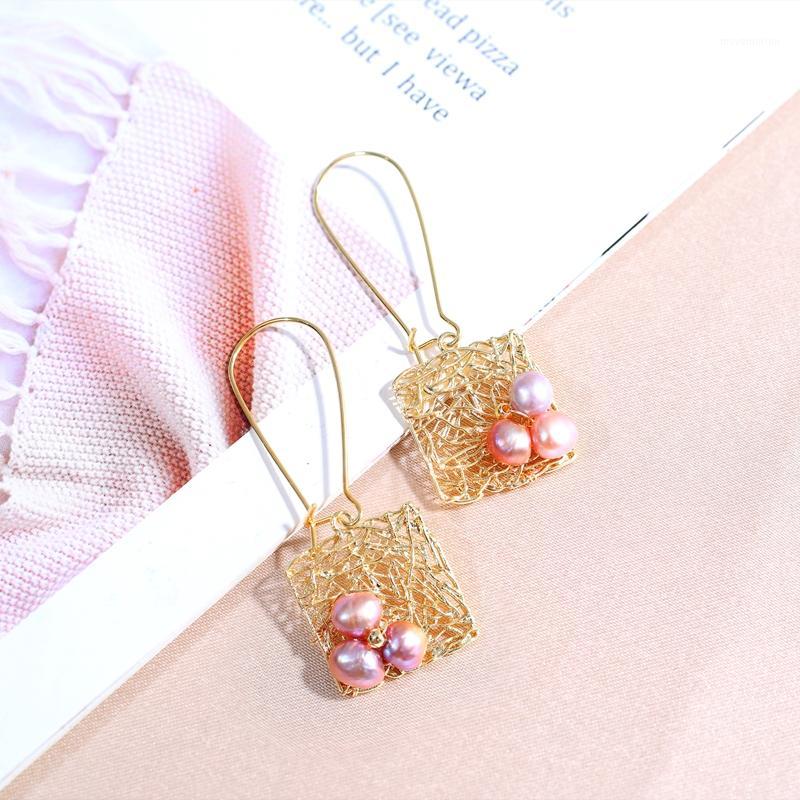 

DMEH052021 Pearl Earrings Square Pattern 6-7mm Pearl Earrings For Women Gift1