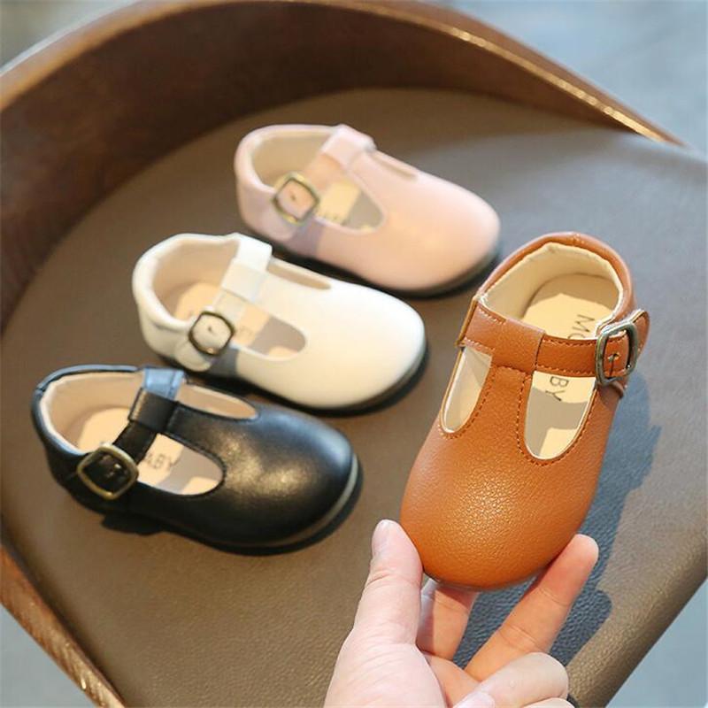 

HOT Girls fashion Toddlers Infants Leather Shoes Children's Flats PU Round head Kids Soft-soled non-slip baby shoes EUR 15-30
