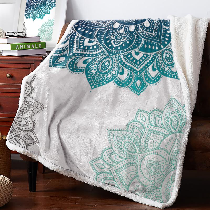 

Mandala Pattern Gradient Throw Blanket Bedspread Coverlet Soft Warm Fleece Blanket Christmas Decor Blankets for Beds