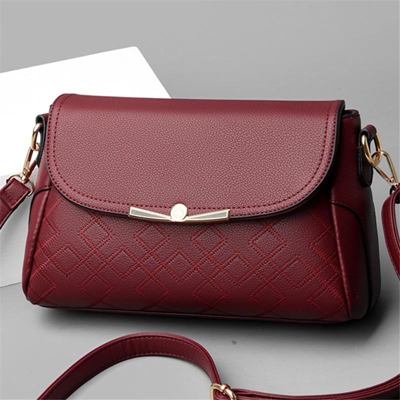 

Fashion Precision Sewing Thread Crossbody Bags for Women 2021 High Quality Solid Color Leather Shoulder Messenger Bag Sac A Main, Green