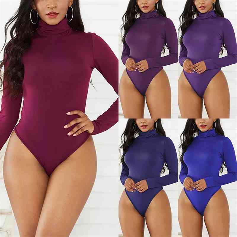 

women bodysuit warm slim winter female autumn fit long sleeve solid 1pc, Black;white