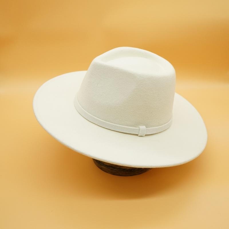 

202112-panshi-bozhu autumn winter wool nilk white fedoras cap men women leisure panama jazz hat, Solid