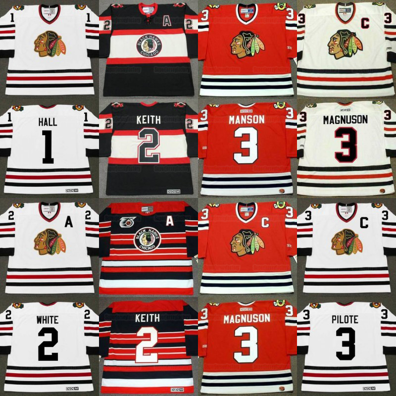 

Chicago Blackhawks 00 CLARK GRISWOLD 1 GLENN HALL 2 DUNCAN KEITH 3 DAVE MANSON IERRE PILOTE KEITH MAGNUSON PIERRE PILOTE Hockey Jersey, Custom black