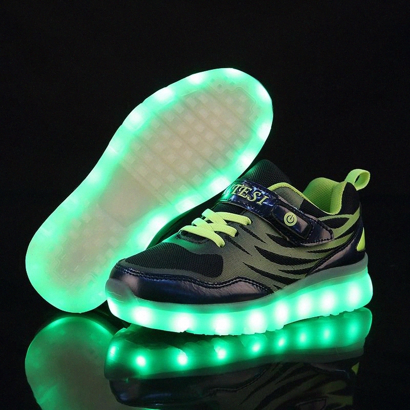 

Green Children Shoes Hot Light Led luminous Shoes Boys Girls USB Charging Sport Casual Led Kids Glowing Sneakers #iu0X