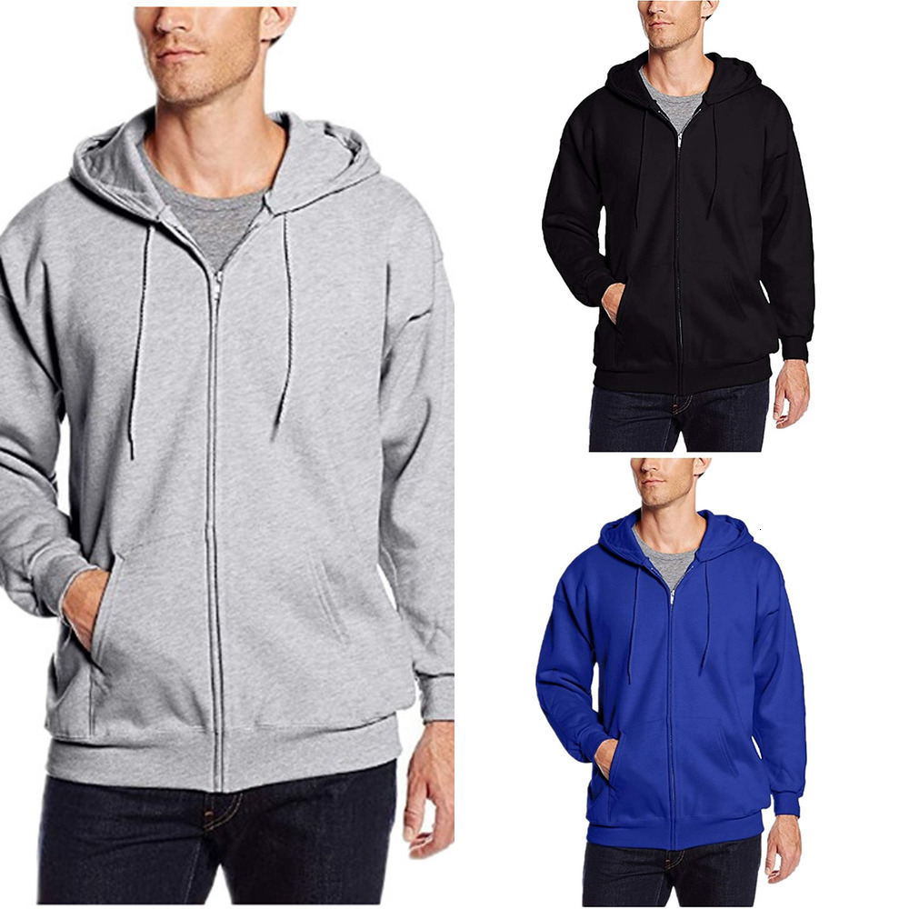 

Men's 2020 Hoodies New Zip-up Custom Cardigan Jacket Coat Sports Fashion Hoodie Men Sweatshirt, Black