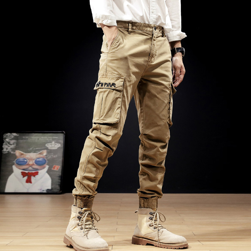 

2021 New Fashion Streetwear Men Jeans Khaki Overalls Multi Pockets Casual Cargo Pants Slack Bottom Hip Hop Joggers Wide Leg Trousers Jtnu, Army green