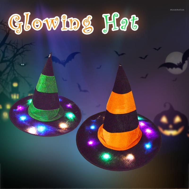 

New Halloween Funny Glowing Cap Adult Fashion Multicolor Witch Hat 1 PC Festival Dance Party Show Hat Winter Casquette 20201