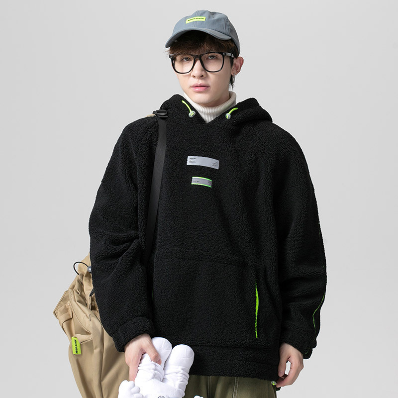 

2020 of Lamb Wool Hoodies Sweatpants Hip Streetwear Japanese Hot Hoodie Sweater Fashion College Winter Tops Tsdg, Blue